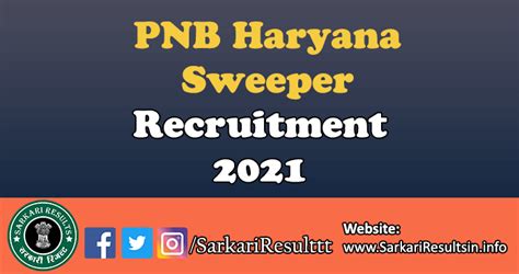 Pnb Haryana Sweeper Recruitment Form 2021