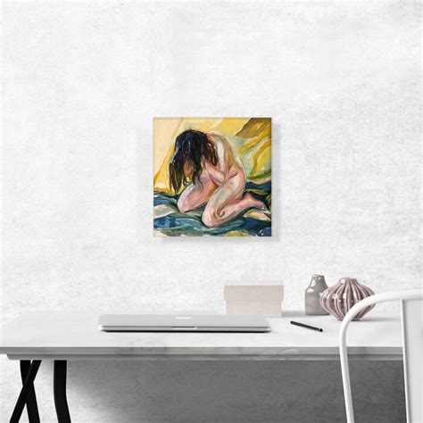 Artcanvas Kneeling Female Nude Crying Framed On Canvas By Edvard