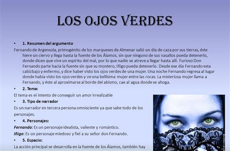 Leyenda Los Ojos Verdes De Gustavo Adolfo Becquer Pdf Consejos Ojos