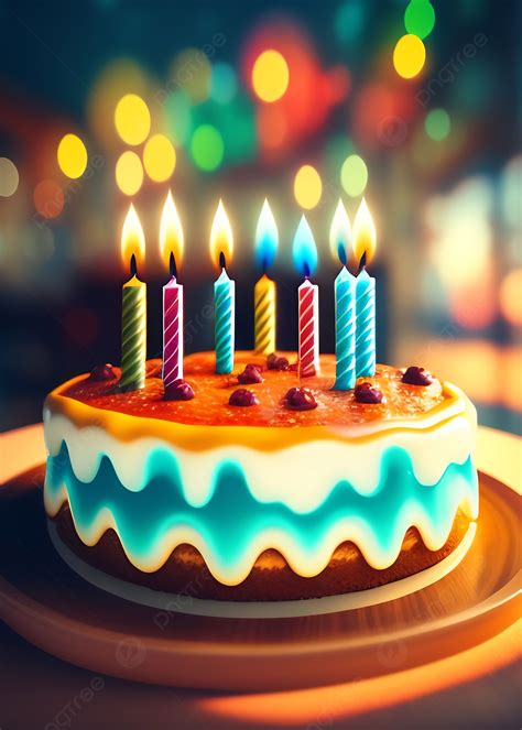 Birthday Cake With Candles Ai Digital Artwork Background Wallpaper