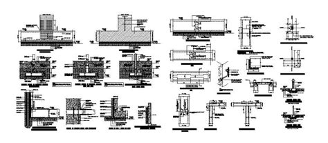 Typical internal footings with tie and strap beam cad drawing details ...