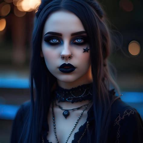 Premium Ai Image Beautiful Gothic Girl With Blue Eyes