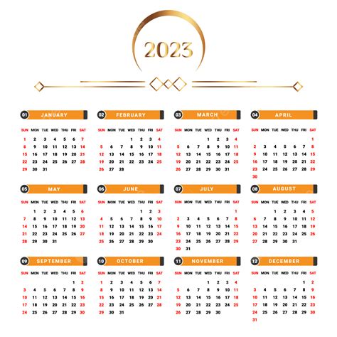 Gambar Templat Kalender 2023 Kalender 2023 Kalender 2023 Png Dan Vektor