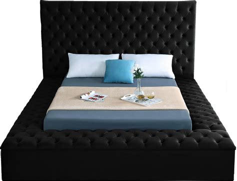 Meridian Furniture Bliss Black Velvet King Bed 3 Boxes Minimal And Modern