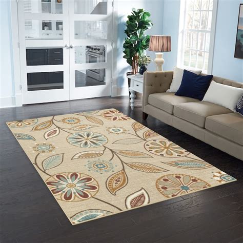 Maples Rugs 5 X 7 (ft) Beige Indoor Floral/Botanical Farmhouse/Cottage ...