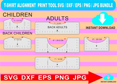 T Shirt Placement Ruler Bundle Svg Dxf Png T Shirt Ruler Alignment Placement Centering Laser