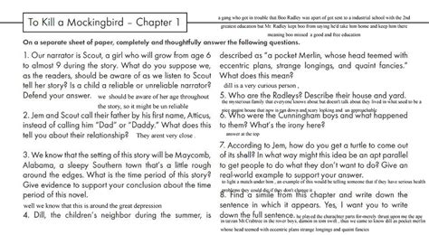 Tkam Ch 1 Assignment To Kill A Mockingbird Chapter I On A Separate