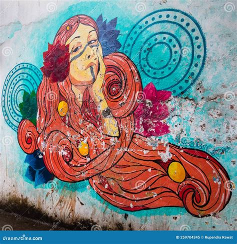 January 19th 2022 Dehradun City India A Colorful Wall Graffiti Of A