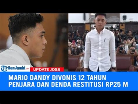 Akhir Kasus Mario Dandy Diganjar Tahun Penjara Dan Denda Restitusi