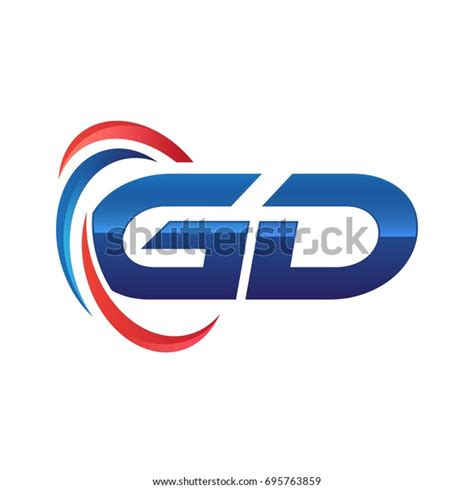 Initial Letter Logo Swoosh Red Blue Stock Vector Royalty Free