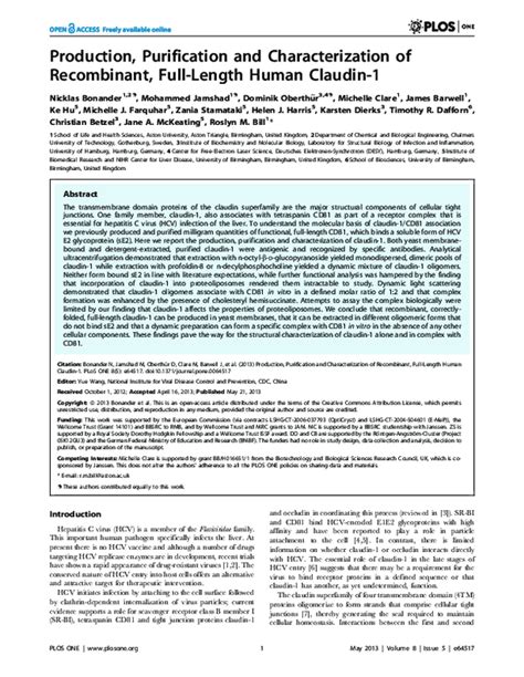 Pdf Production Purification And Characterization Of Roslyn M Bill