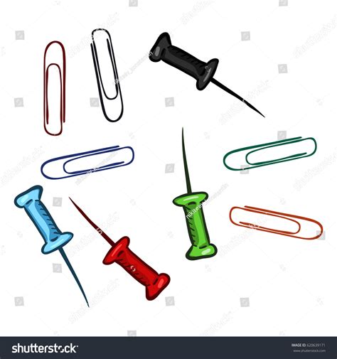 Vector Set Cartoon Paper Clips Drawing เวกเตอร์สต็อก ปลอดค่าลิขสิทธิ์