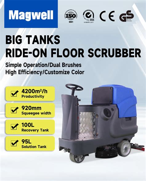 Industrial Floor Washer 550w Traction Motor Power Ride On Electric Automatic Floor Scrubber For