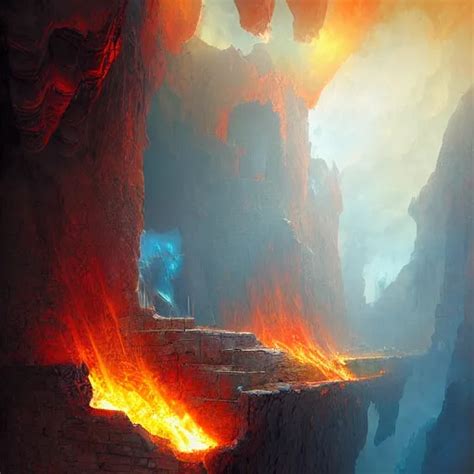 The Ground Opening Up To Reveal Flames In A Chasm By Stable Diffusion