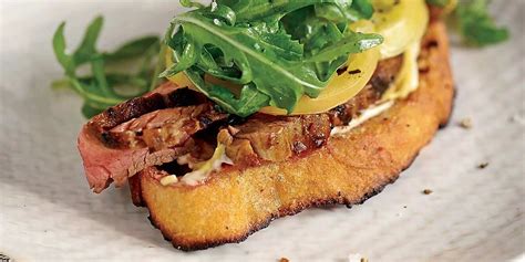 How To Make Open Face Steak Sandwich With Pickled Green Tomatoes Recipe