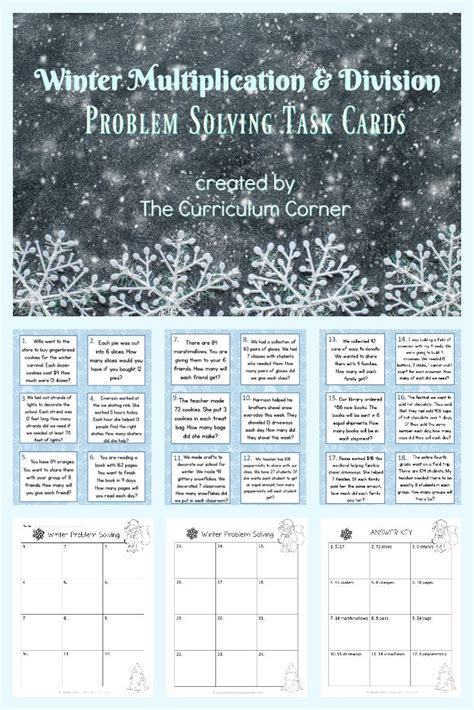 Winter Multiplication Division Problem Solving Task Cards Math Word