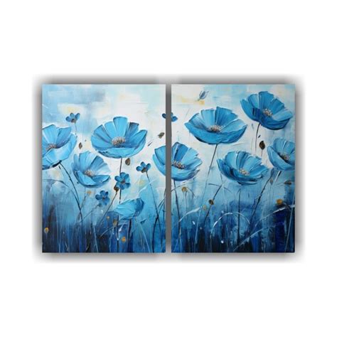 Cuadro Fotografía Armonía Flores Azul Y Negro En Lienzo DecoCuadros