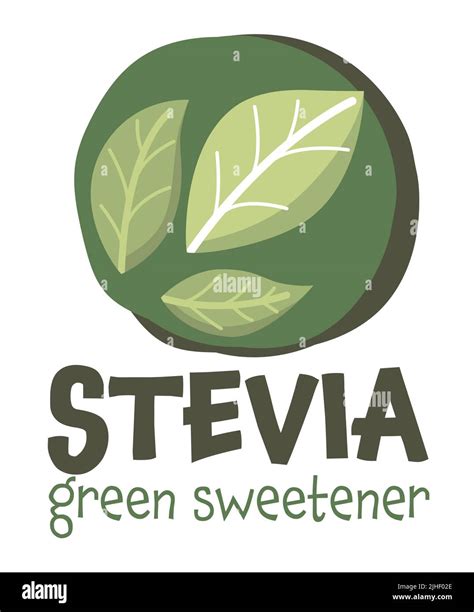 Stevia Sweetener Vector Logo Template Green Leaf Of Sugar Stock Vector