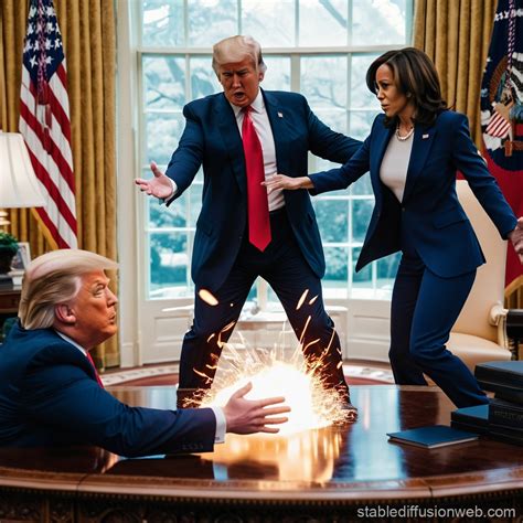 Trump vs Harris Anime Fight in Oval Office | Stable Diffusion Online