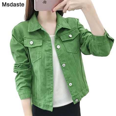 Basic Green 2019 Autumn Woman Denim Jackets Slim Stretch Jean Jacket Women Women Denim