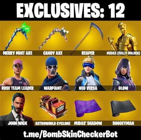 Stw 130 Skins Merry Mint Axe Glow John Wick Skull Trooper Ghoul Trooper Neo Versa Dark