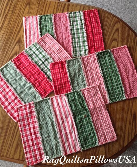 Sale Christmas Placemats Set 4 Homemade Quilted Placemats Etsy