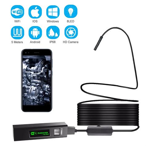 HD 1200P 8mm Lens 2m 10m Snake Wire Android Ios WiFi Endoscope Camera