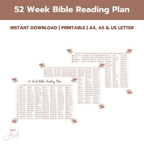 52 Week Bible Reading Plan Printable Weekly Guided Scripture Study