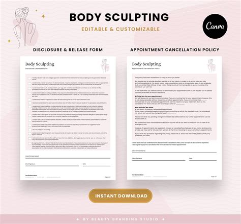 Body Sculpting Client Intake Forms Editable Body Contouring Consent