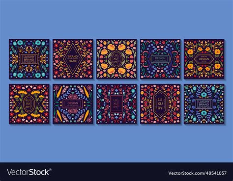 Set Of Luxury Floral Patterns Invitation Vector Image