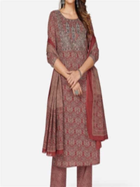 Buy Vbuyz Women Red Ethnic Motifs Printed Regular Pure Cotton Kurta