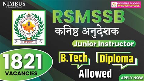 Rajasthan Junior Instructor Vacancy