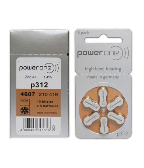 PowerOne P312 Hearing Aid Battery 6 Pcs Pack Buy Online At Best