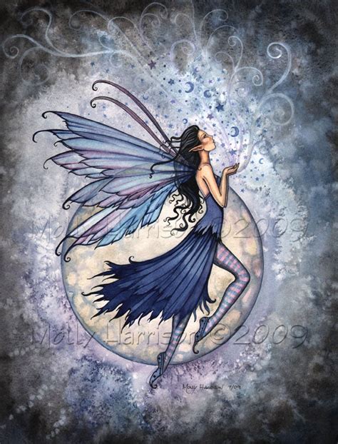 Fairy Art Print Fantasy Art Print By Molly Harrison Midnight Blue Beautiful Night Fairy Blue