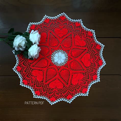 Crochet Pattern for Hearts Doily Valentines Doily Heart - Etsy