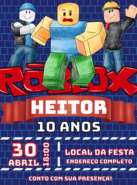 Convite Aniversário Roblox Edite grátis nosso editor online