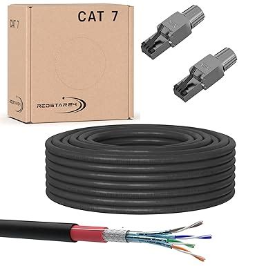 50m Cat7 Erdkabel Verlegekabel 2x RJ45 Stecker Werkzeuglos CAT 8