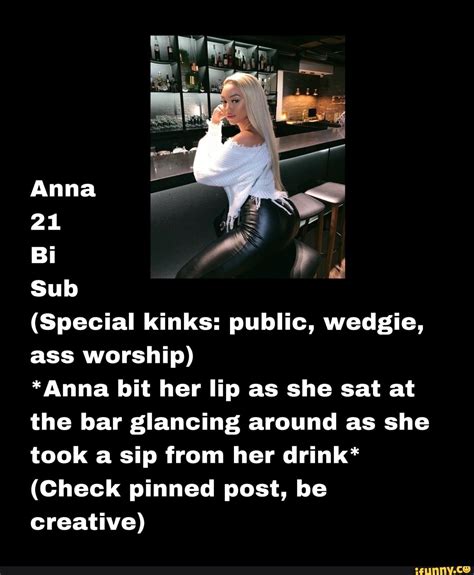 Ac Anna Bi Sub Special Kinks Public Wedgie Ass Worship Anna Bit Her Lip As She Sat At