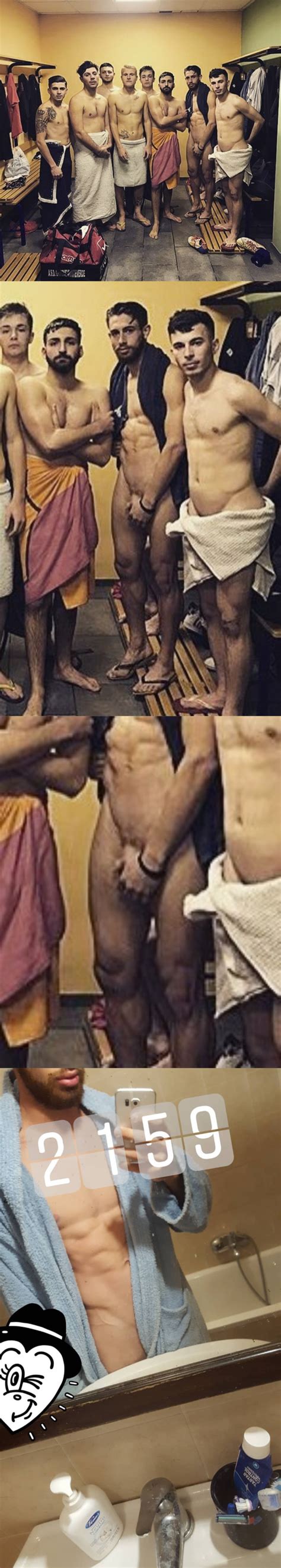 Italian Footballer Naked During Team Selfie Locker Room