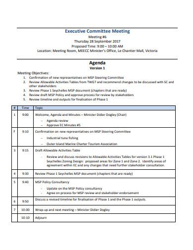 Executive Meeting Agenda 15 Examples Format How To Design PDF