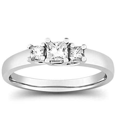 Pompeii 1 2ct Three Stone Princess Cut Diamond Ring 14K White Gold H I