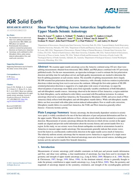 Shear Wave Splitting Across Antarctica: Implications for Upper Mantle ... 