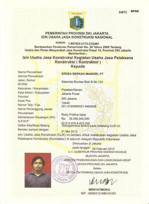 Surat Ijin Usaha Jasa Konstruksi Siujk Smk3 Iso Siujk Sbu Ska Skt Riset