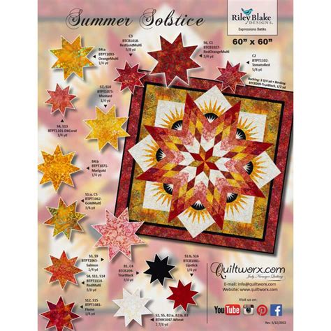 Quiltworx Summer Solstice Quilt Pattern Riley Blake Designs