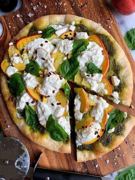 Peach And Burrata Pizza With Balsamic Glaze Rachlmansfield Recipe