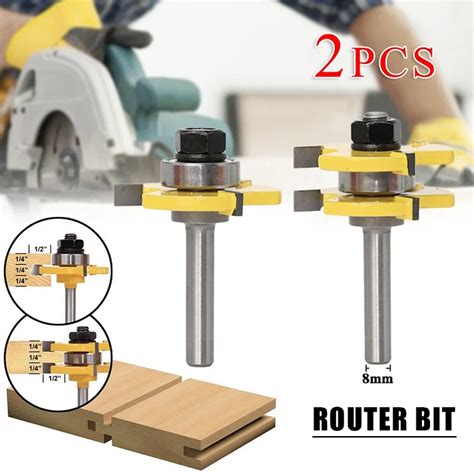 8 MM Shank 3 Flutes T Slot Router Bit 2 PCS Set Router Bits Set