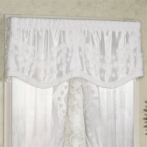 Lisette White Chenille Scalloped Valance Window Treatment