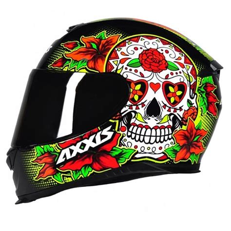 Capacete Axxis Eagle Skull Preto Amarelo