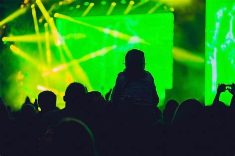 Silueta De Una Gran Multitud En Concierto Contra Un Escenario