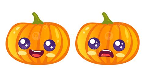 Hình ảnh Bộ Vector Nhãn Dán Bí Ngô Dễ Thương Cho Halloween Theo Phong Cách Dễ Thương Png